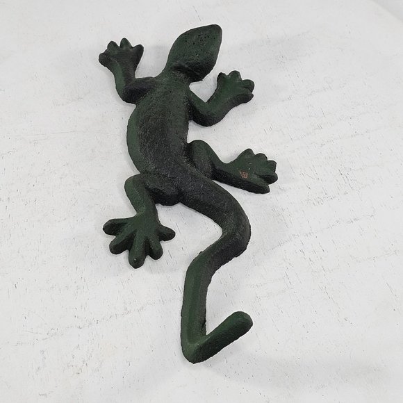 Cast Iron Lizard Gecko Wall Hanging Hook Keys Coat Towel - Picture 2 of 8